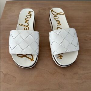 Sam Edelman White Woven Slide Sandals